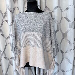Elegant Gray and Cream Women's Poncho